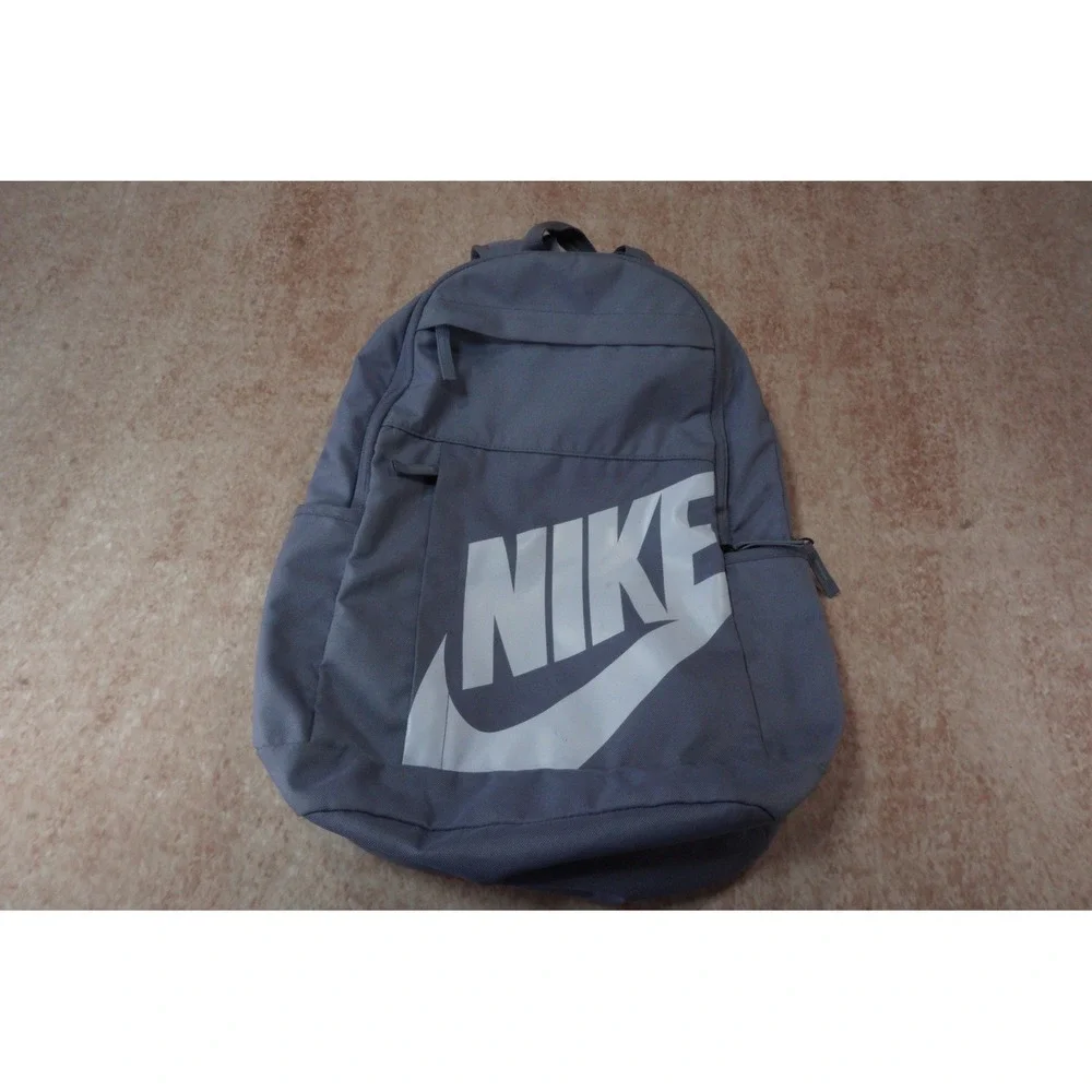 Nike Elemental Backpack Gray Large Logo Laptop School Bag Vintage 72 Patch